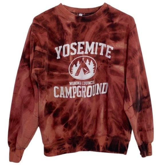 Handmade Reverse Tie Dye Yosemite Campground Pullover Sweatshirt Womens Small - Picture 1 of 12